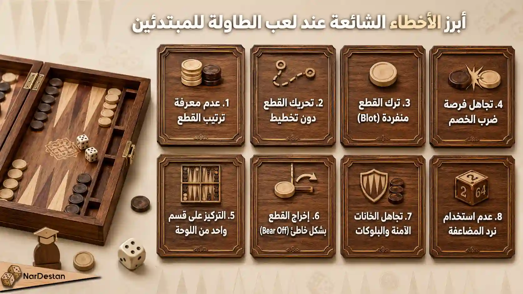 أبرز الأخطاء الشائعة عند لعب الطاولة للمبتدئين