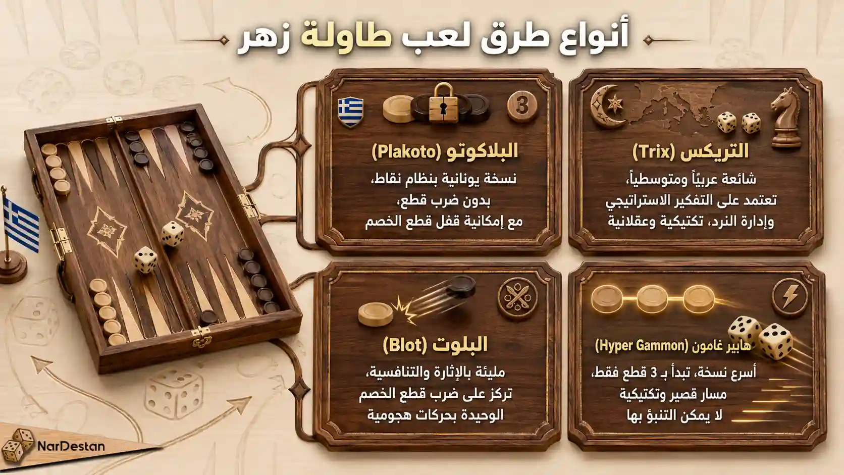 أنواع طرق لعب طاولة زهر