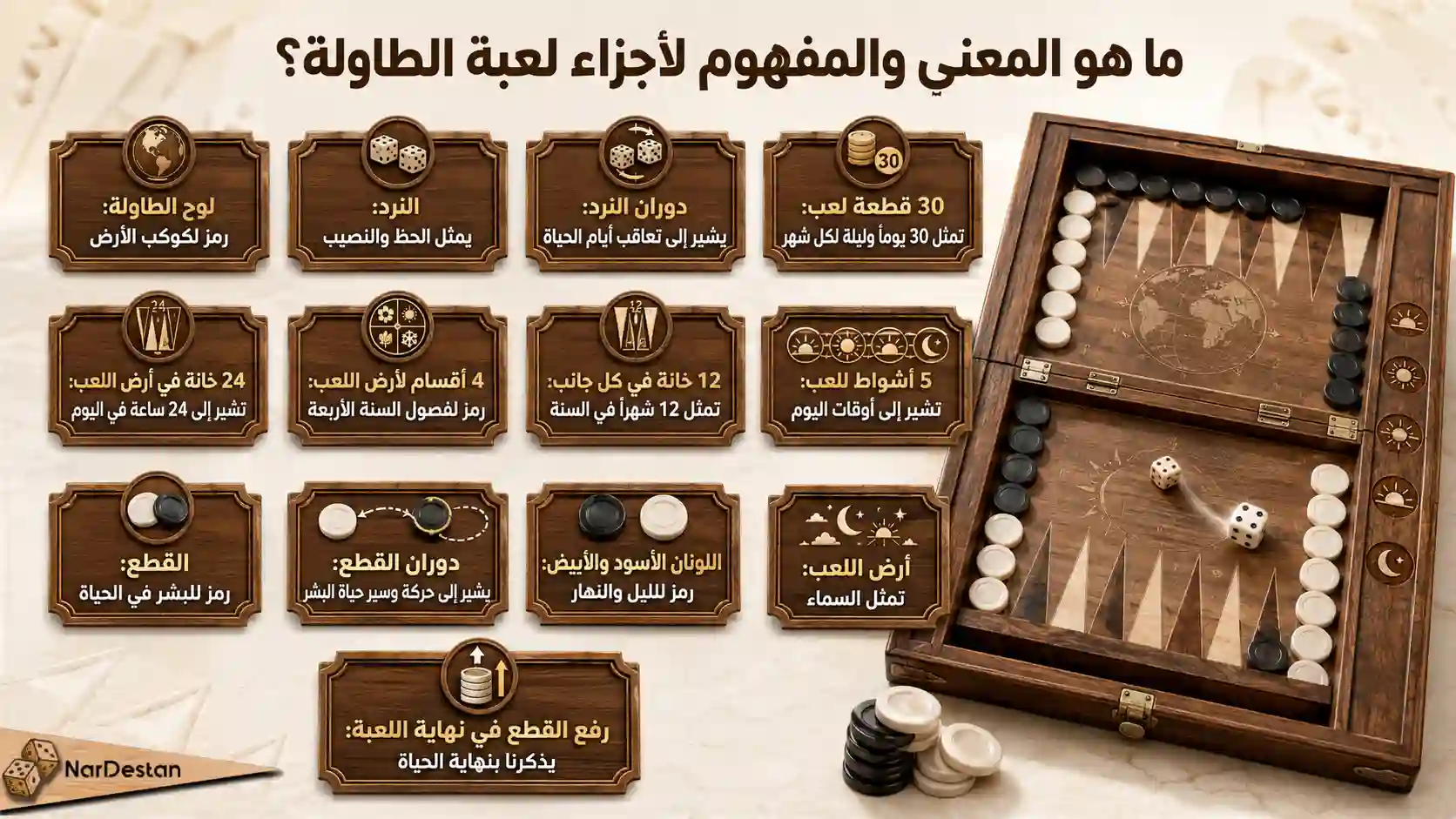 ما هو المعنى والمفهوم لأجزاء لعبة الطاولة؟