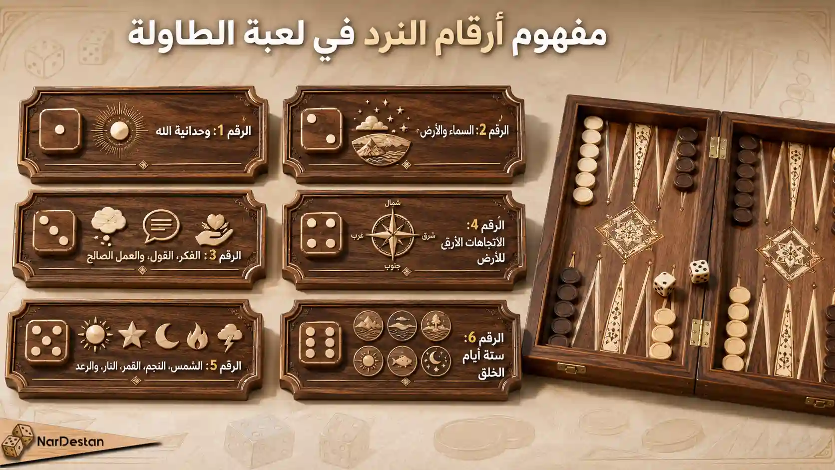 مفهوم أرقام النرد في لعبة الطاولة