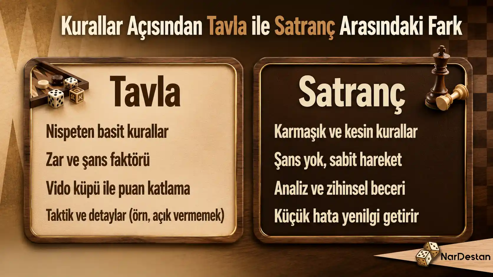 Kurallar Açısından Tavla ile Satranç Arasındaki Fark