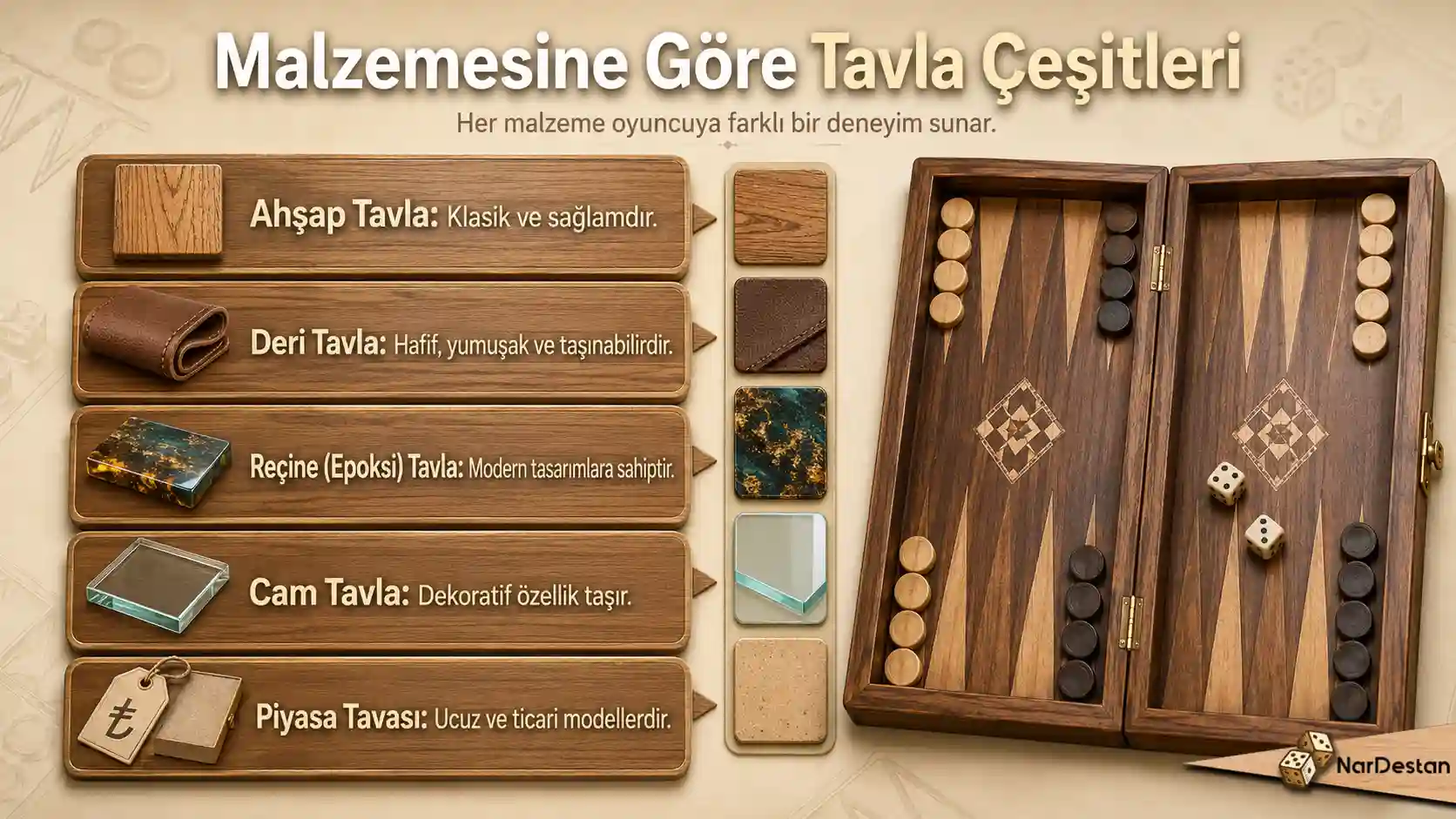 Malzemesine Göre Tavla Çeşitleri