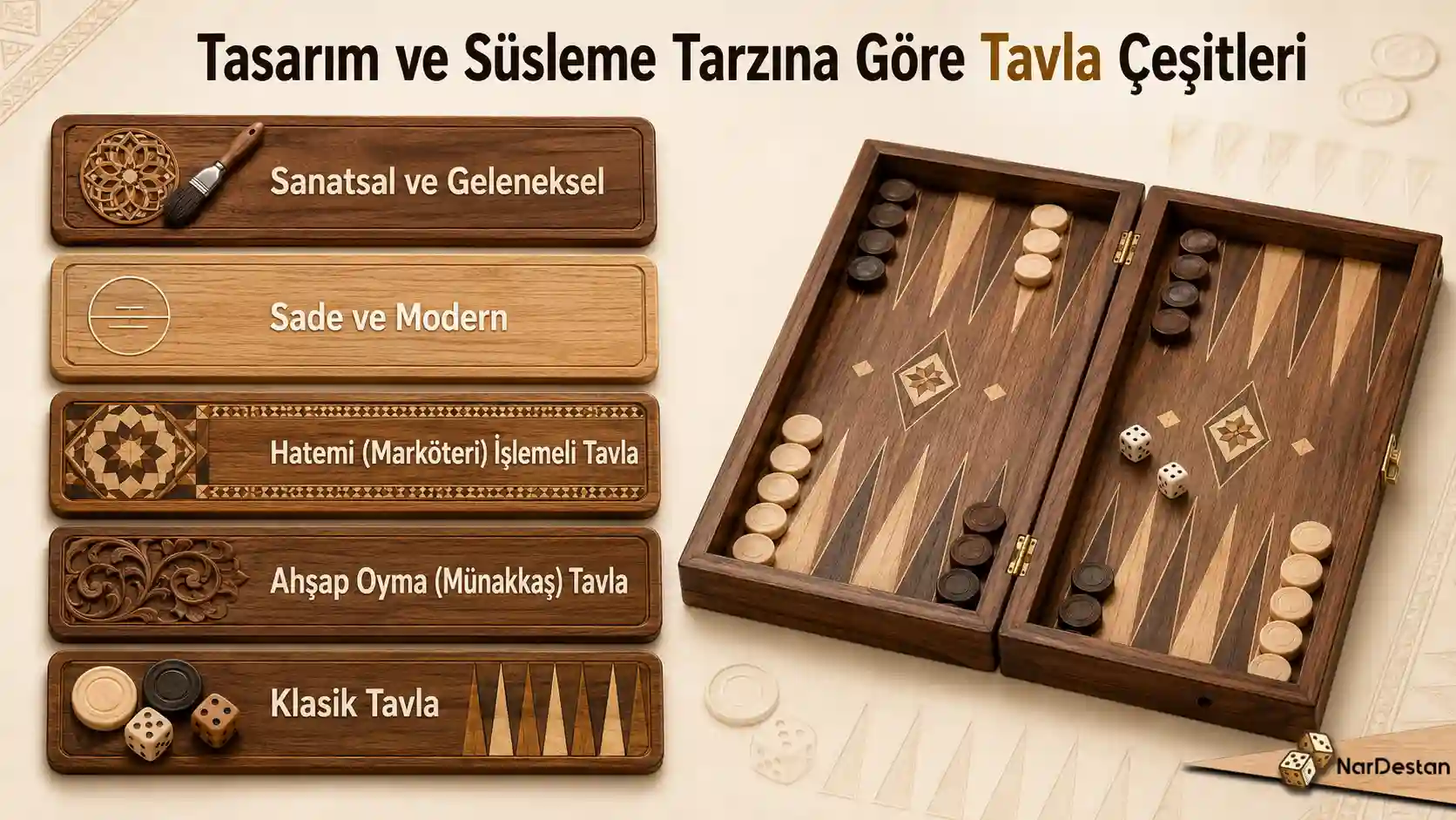 Tasarım ve Süsleme Tarzına Göre Tavla Çeşitleri