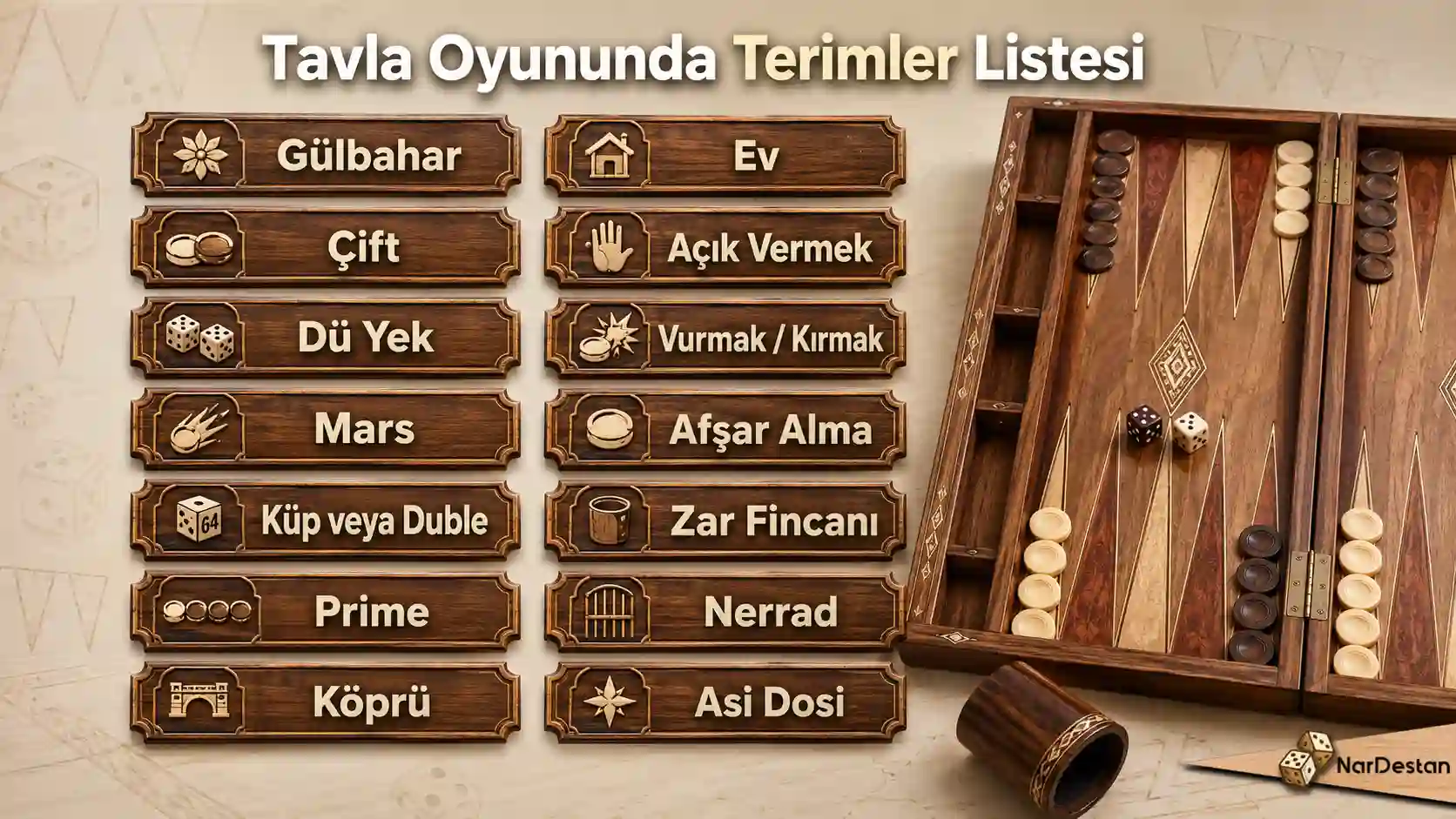 Tavla Oyununda Terimler Listesi